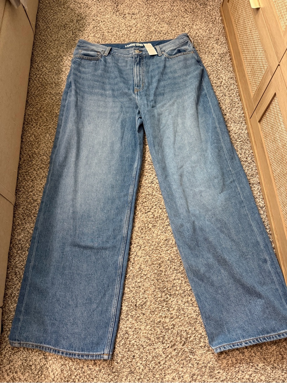 Lands' End Women's Wide-Leg Jeans in Light Blue Wash NWT Size 14
